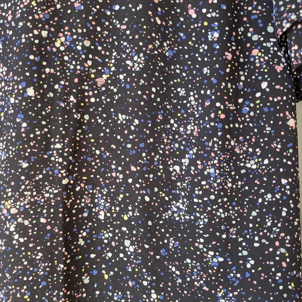 Women's Speckled Shirt Black Blue Pink Size Small to Medium Indie Artsy - Picture 2 of 4